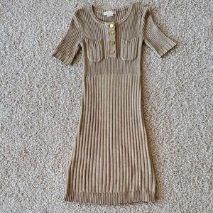 Michael Kors Beige Ribbed Knit Dress